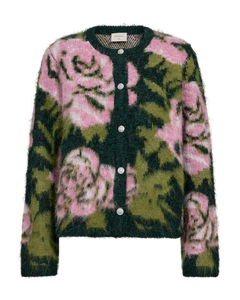 Freequent Lippi Cardigan in green, front view