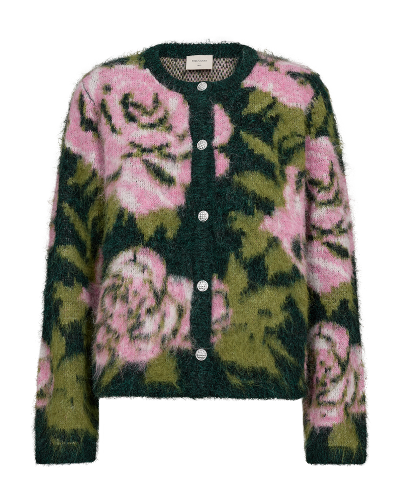 Freequent Lippi Cardigan in green, front view
