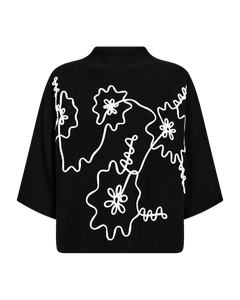 Freequent Ani Pullover in black white, front view