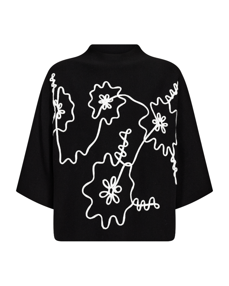 Freequent Ani Pullover in black white, front view