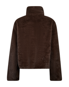 Freequent Minky Jacket in coffee, back view