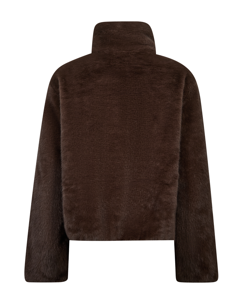 Freequent Minky Jacket in coffee, back view