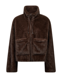 Freequent Minky Jacket in coffee, front view