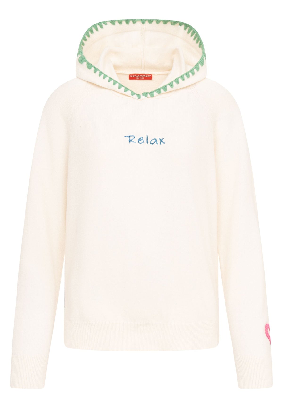 Frieda & Freddies Off White Embellished Knit Hoodie 266310