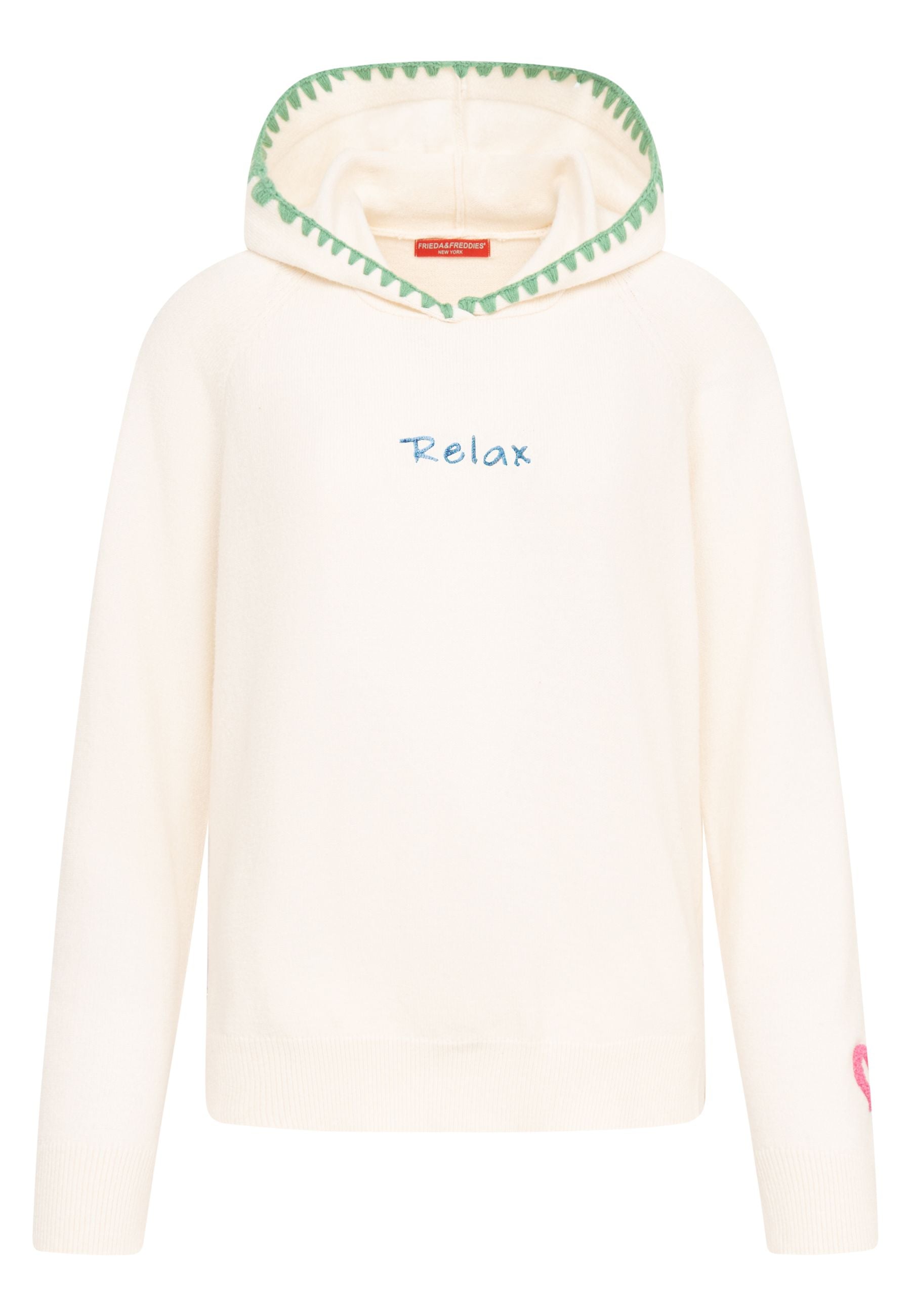 Frieda & Freddies Off White Embellished Knit Hoodie 266310