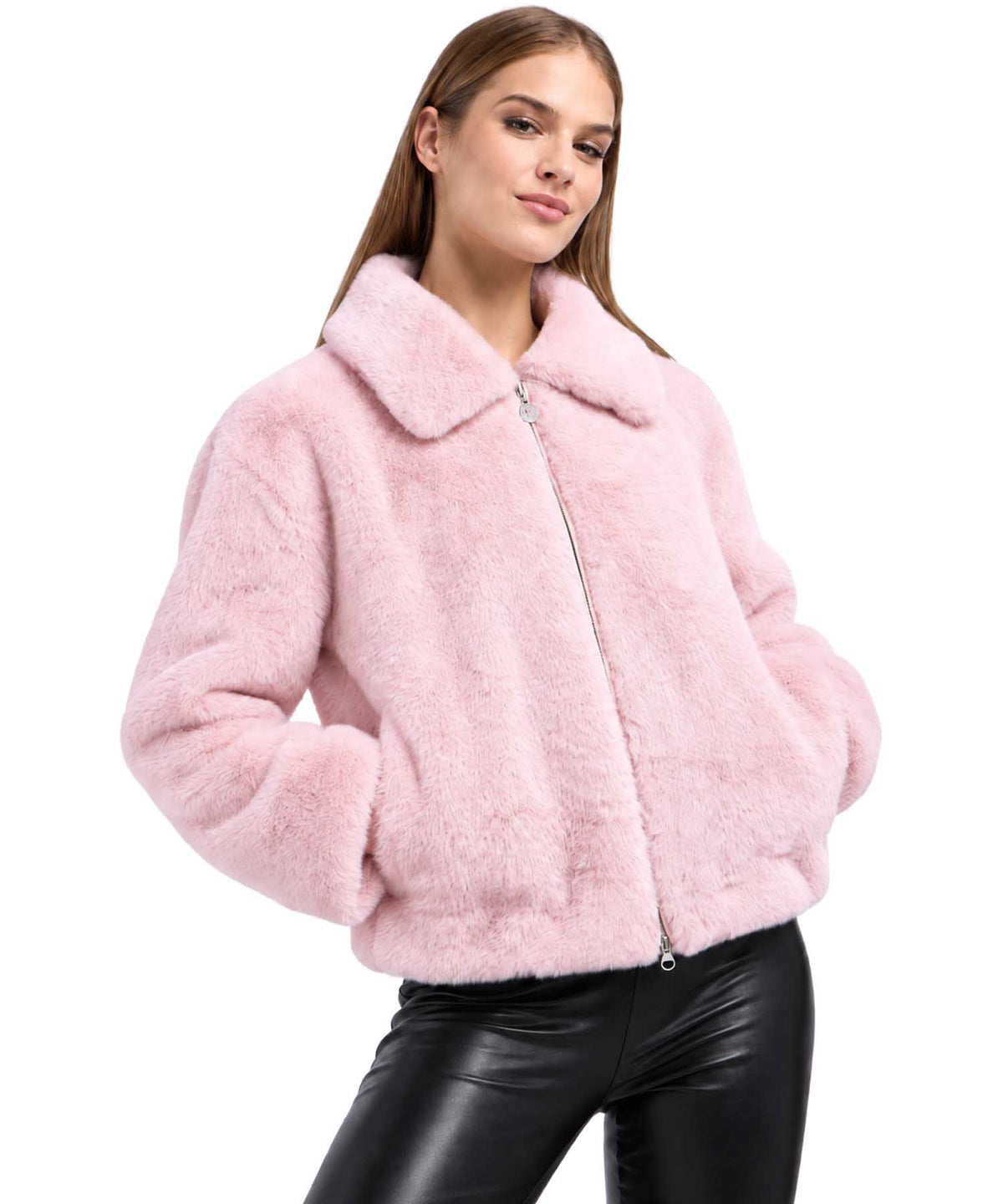 Frieda & Freddies Xavy Pink Faux Fur Jacket 266749