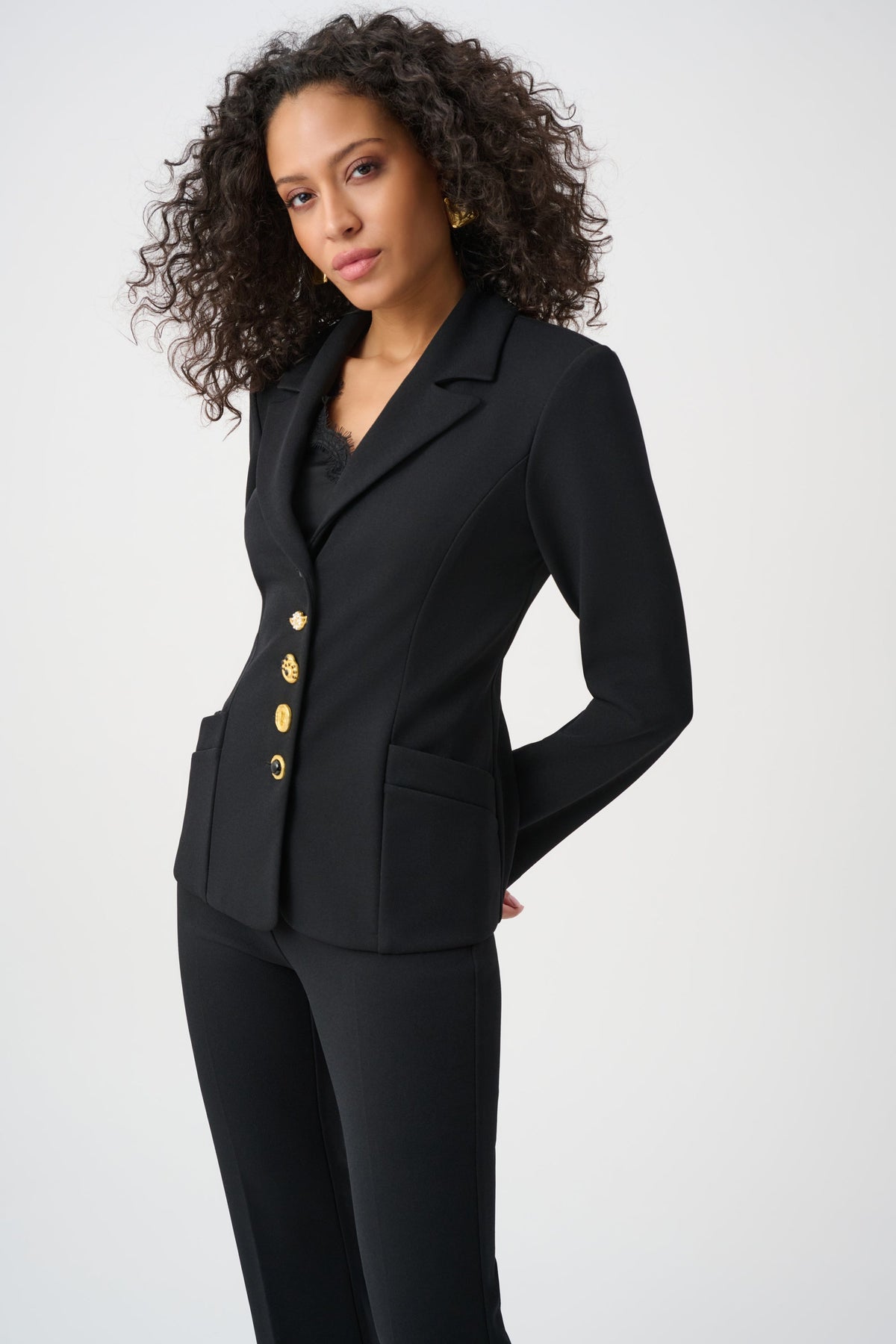 Joseph Ribkoff 263151 Statement Button Fitted Blazer, front view