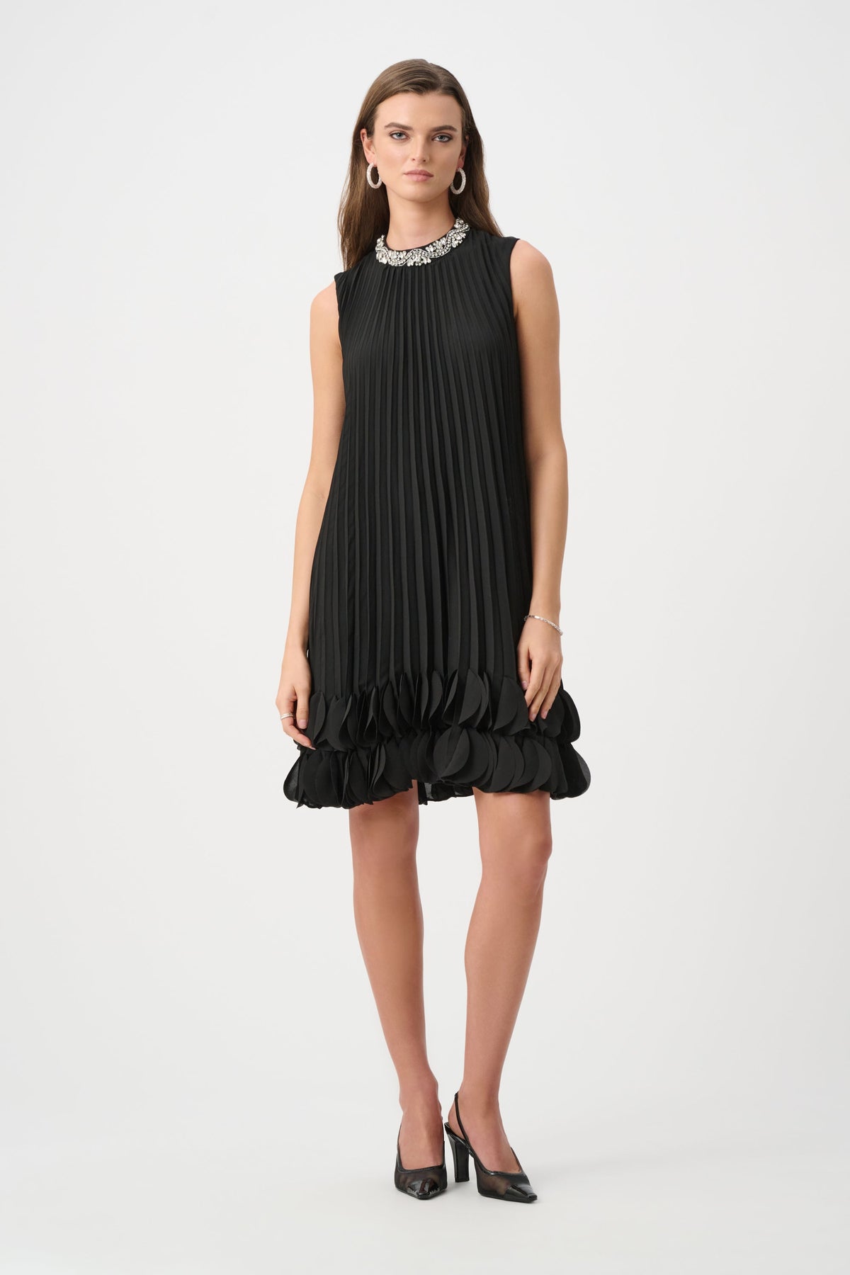 Joseph Ribkoff 263738 Pleated A-Line Dress, front view
