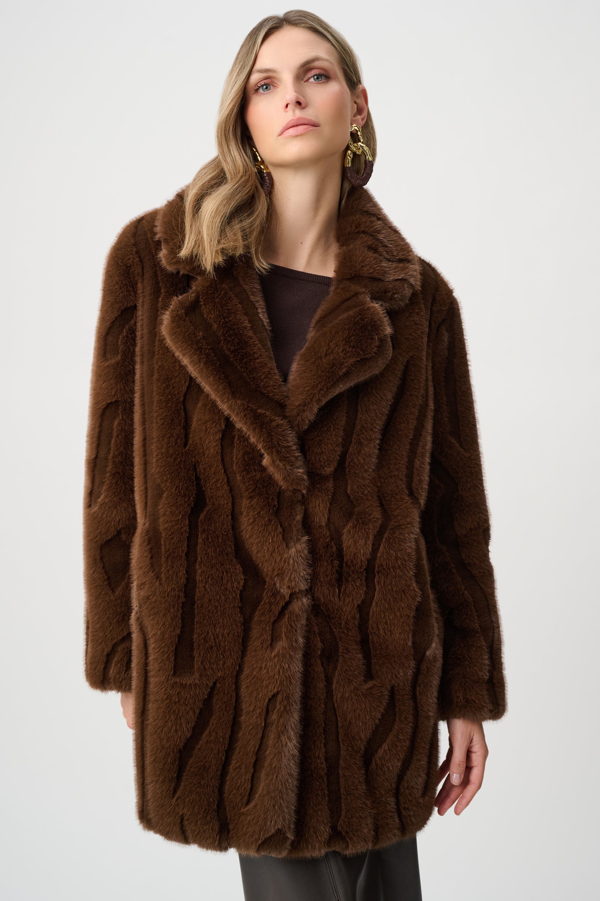Joseph Ribkoff Brown Faux Fur Coat