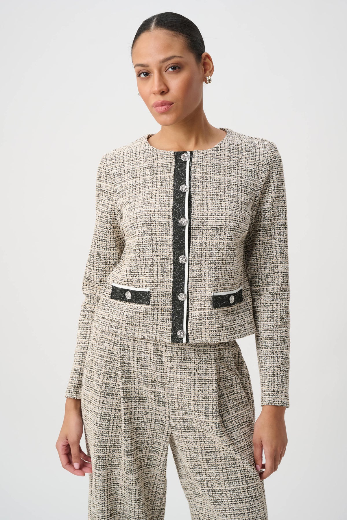 Joseph Ribkoff 264040 Plaid Boucle Jacket, front view