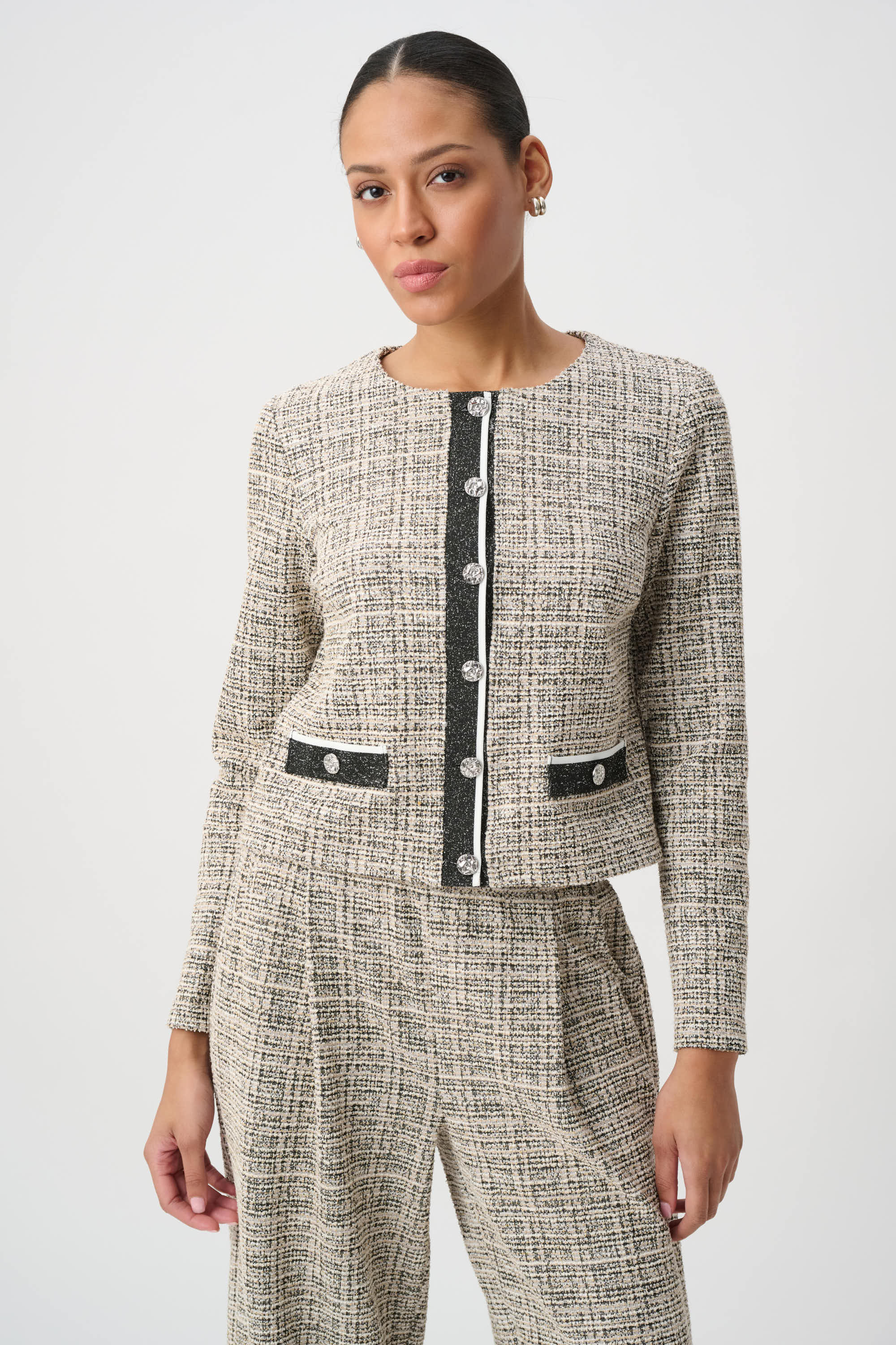Joseph Ribkoff 264040 Plaid Boucle Jacket, front view