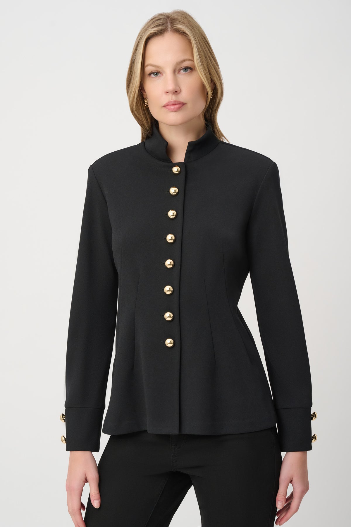 Joseph Ribkoff Military Collar Fitted Jacket in Black