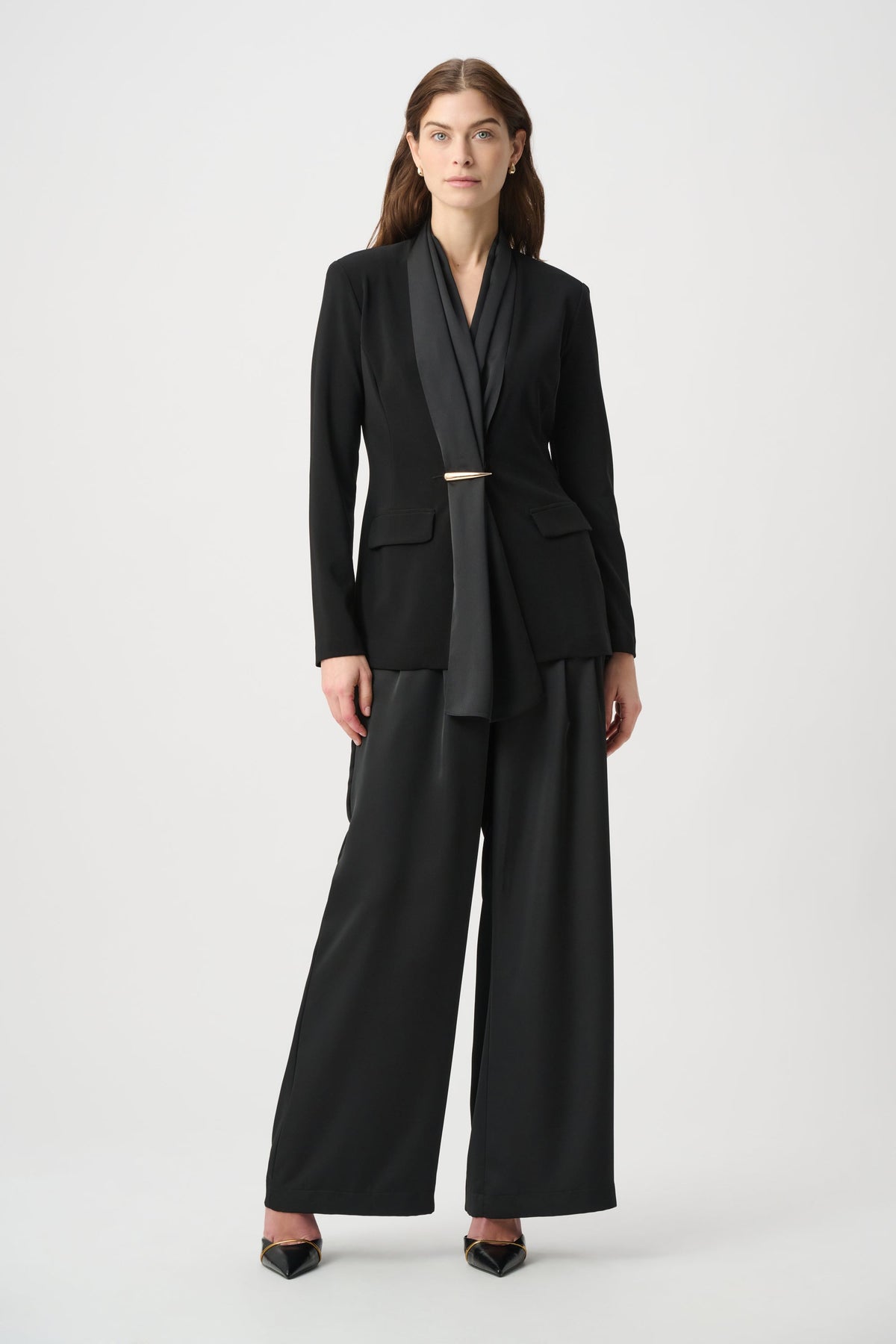 Joseph Ribkoff 264078 Satin Wide-Leg Pants, front view