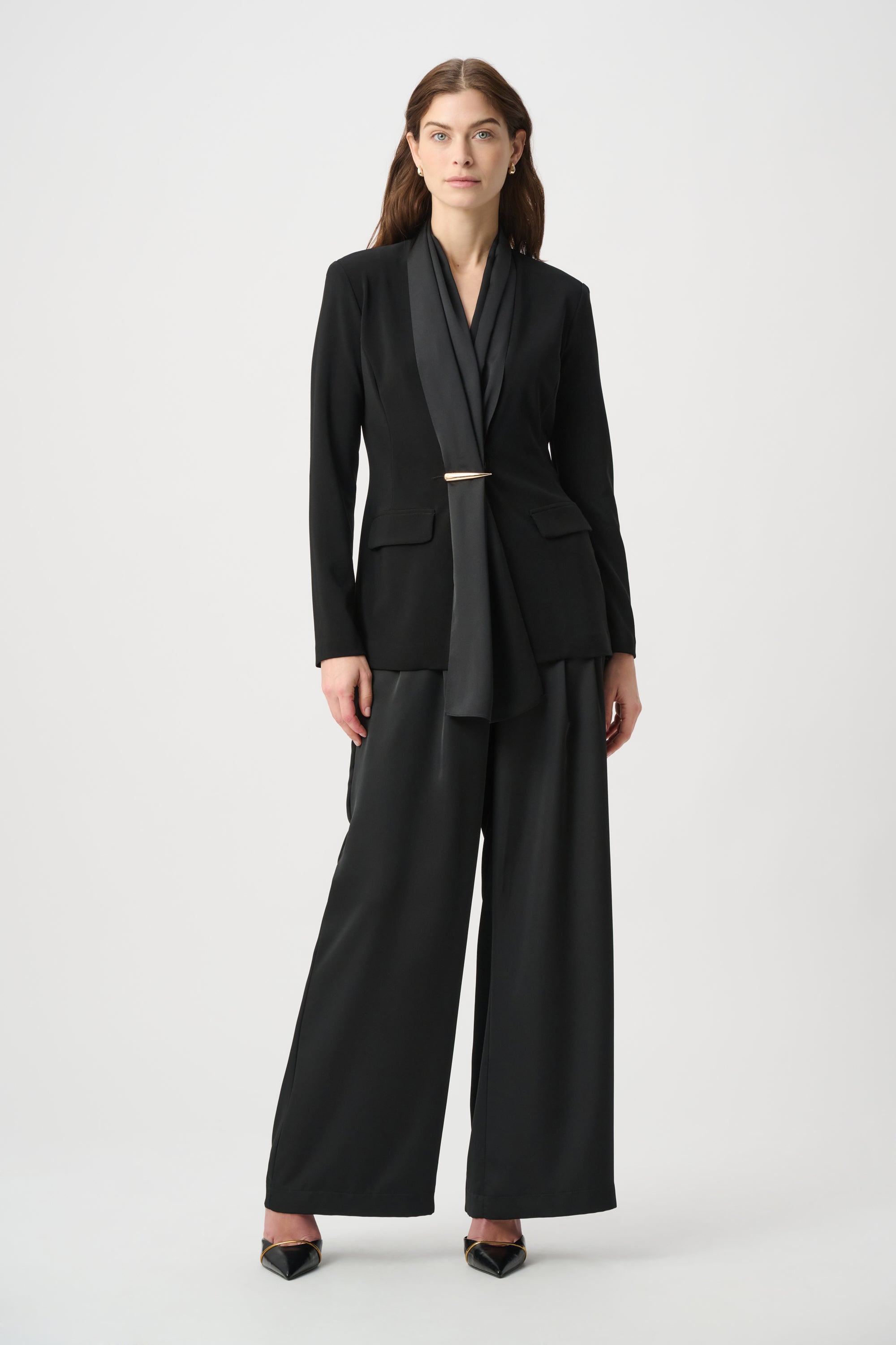 Joseph Ribkoff 264078 Satin Wide-Leg Pants, front view