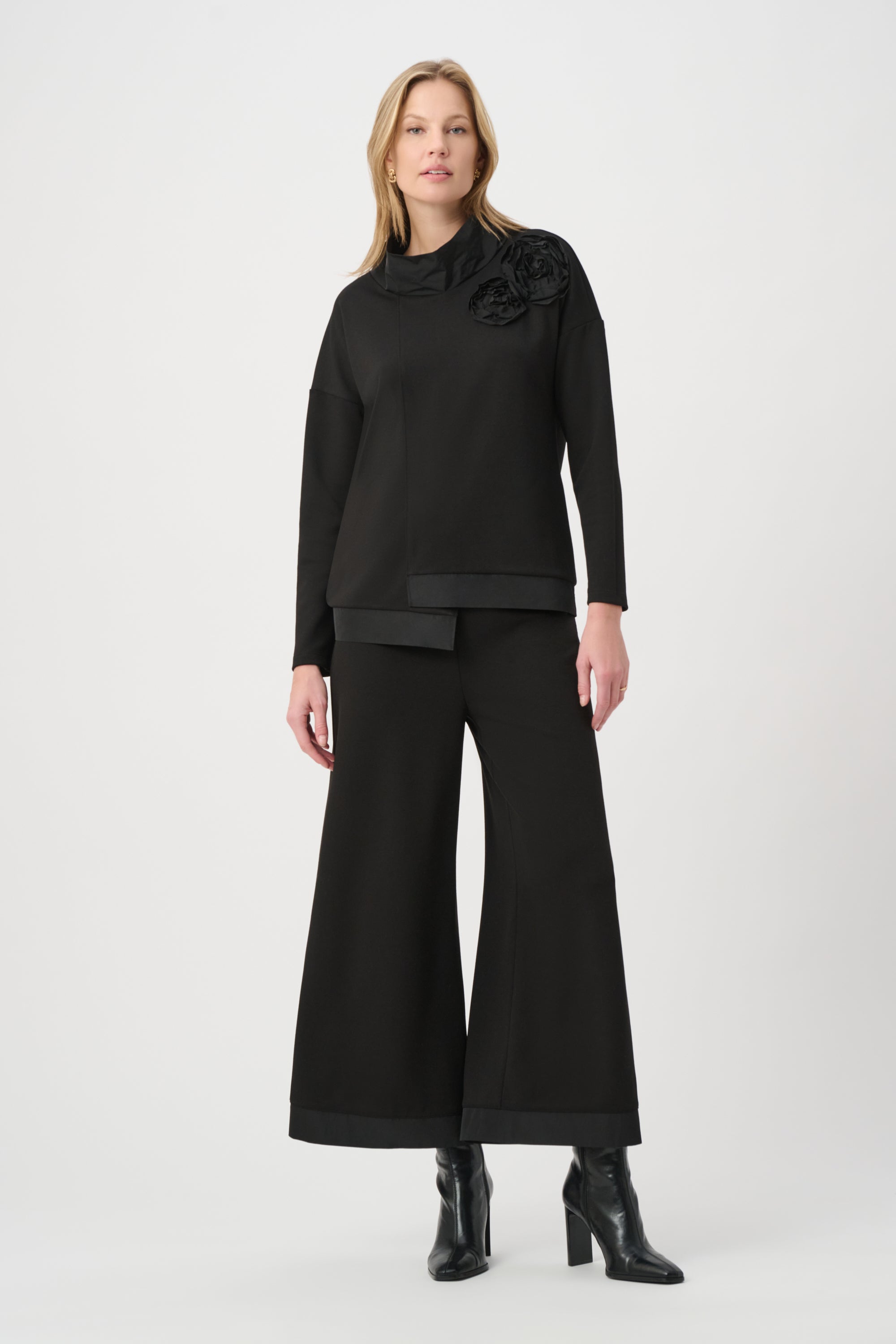 Joseph Ribkoff Wide-Leg Pull-On Pants in Black