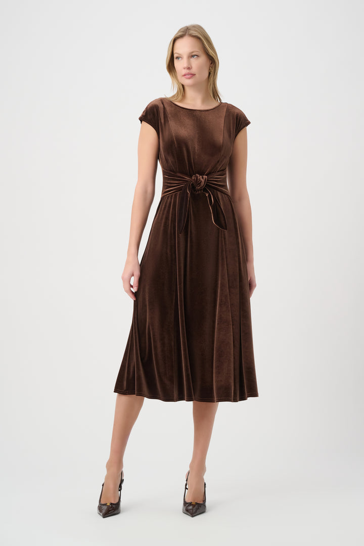 Joseph Ribkoff Brown Velvet Midi Dress