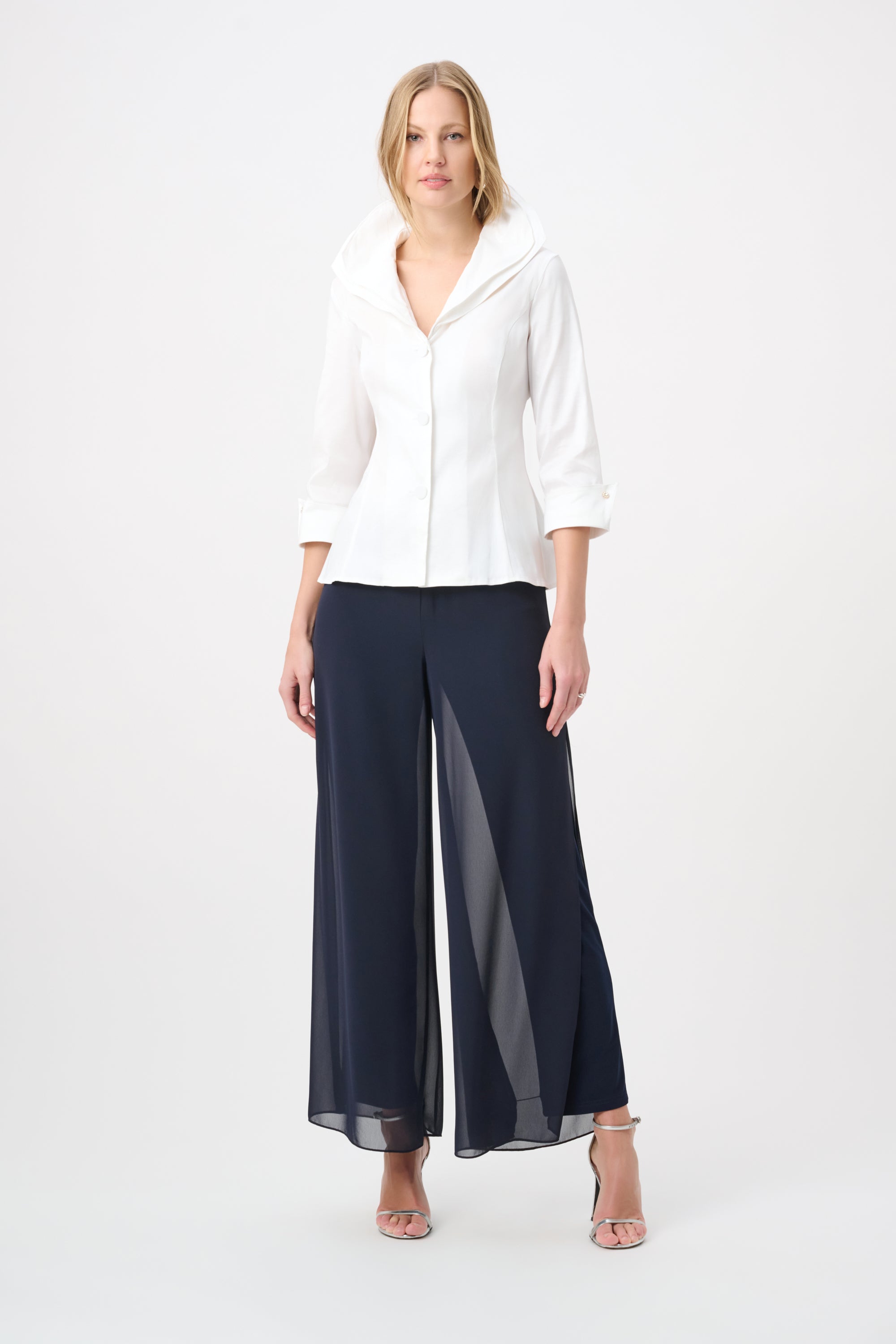 Joseph Ribkoff Vanilla Double Collar Blouse