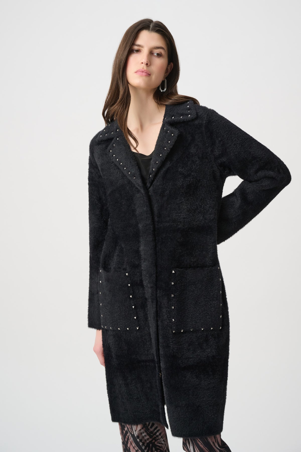 Joseph Ribkoff Studded Sweater Coat in Black