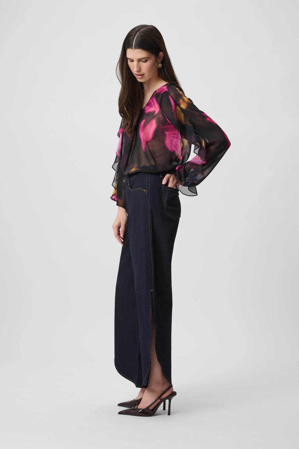 Joseph Ribkoff Dark Denim Barrel Leg Jeans