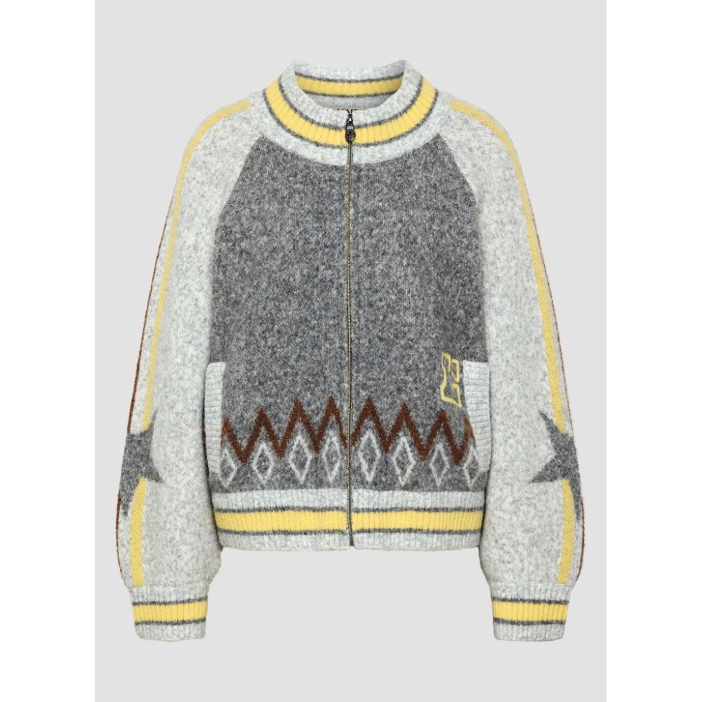Grey zip cardigan front