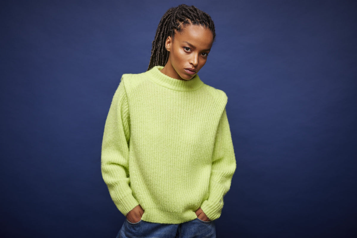 Le Comte 625619 lime ribbed jumper