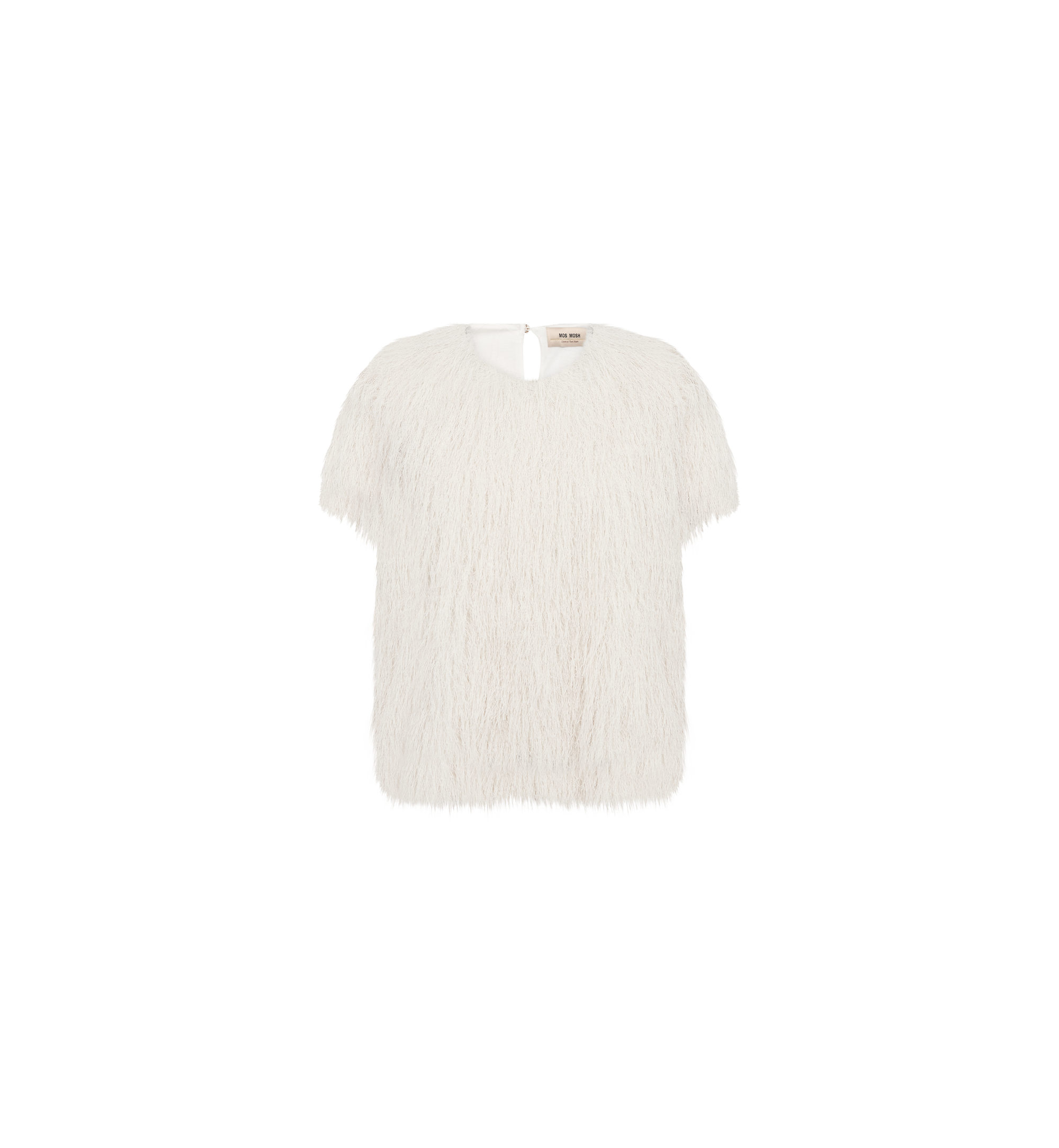 Mos Mosh Brim faux fur tee Ecru front