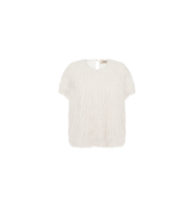 Mos Mosh Brim faux fur tee Ecru front