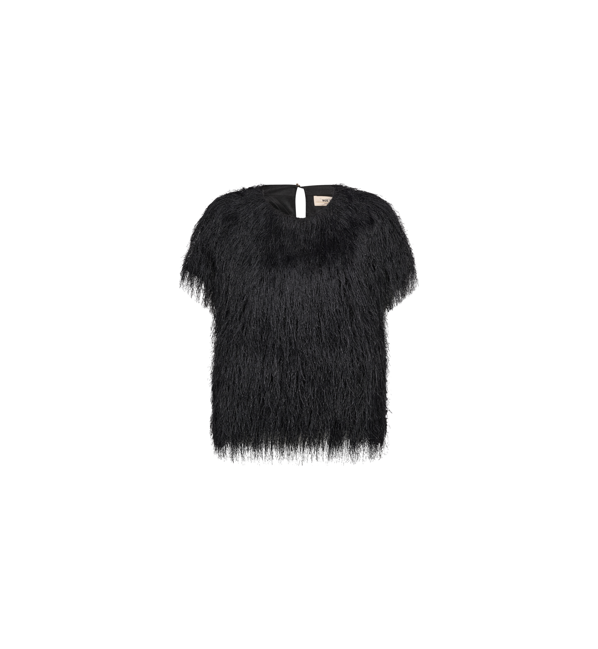 Mos Mosh Brim faux fur tee Black front