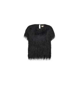 Mos Mosh Brim faux fur tee Black front