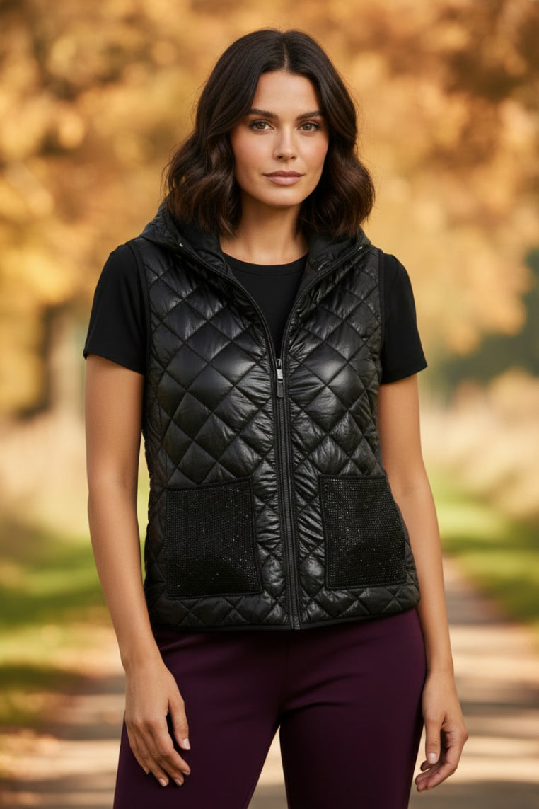 Orly Black Hooded Quilted Gilet 262100