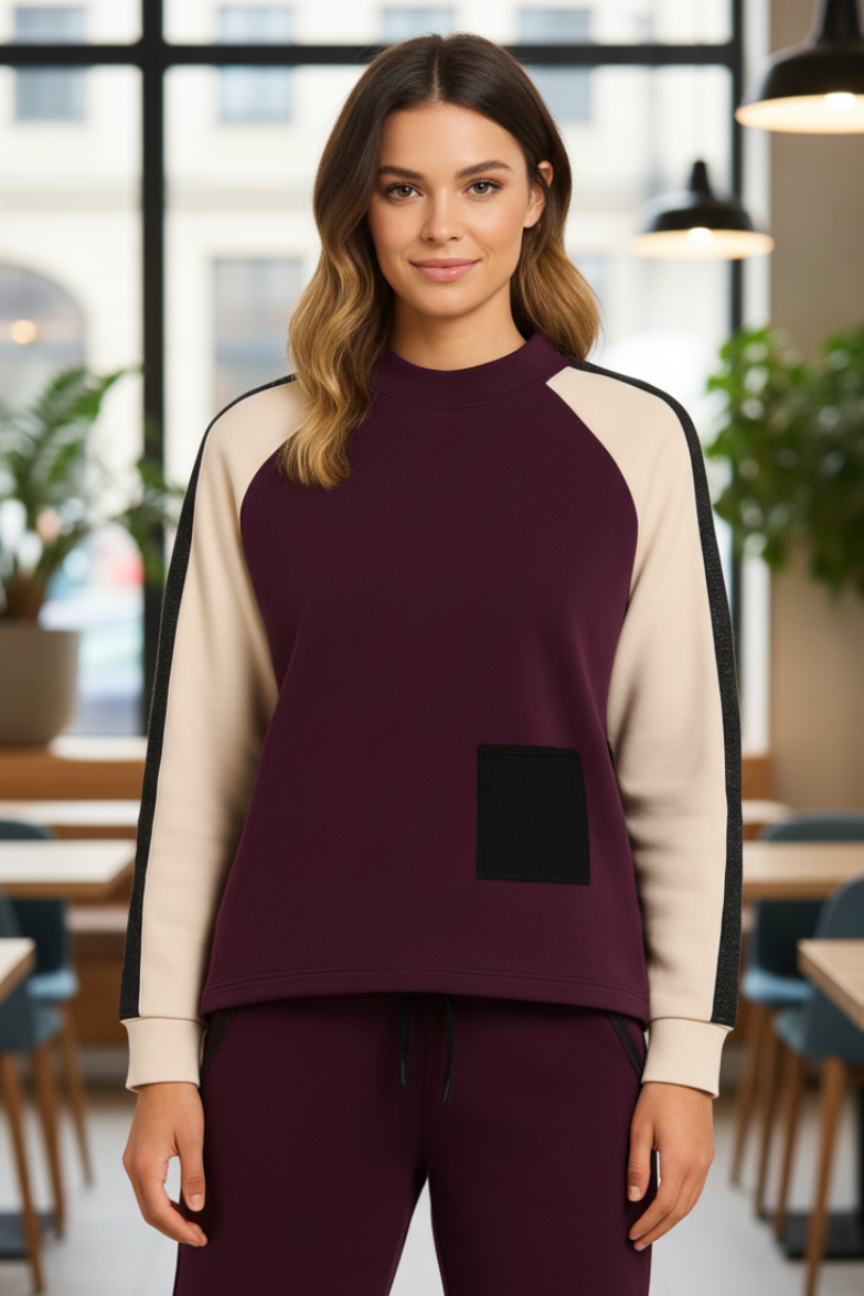 Orly Wine Contrast Sleeve Top 262106