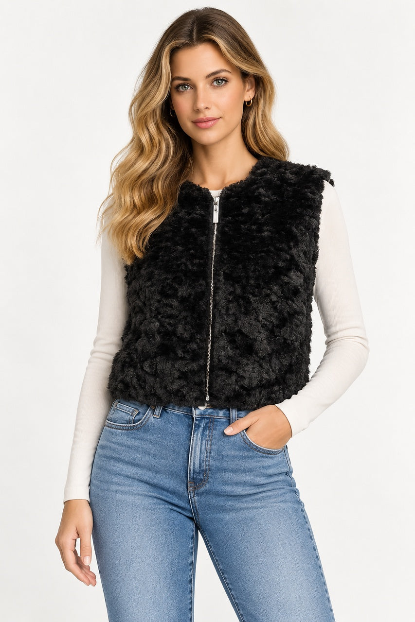 Orly Black Faux Fur Gilet 262117