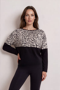 Black Leopard Colour Block Top 6186-2192 — view 1