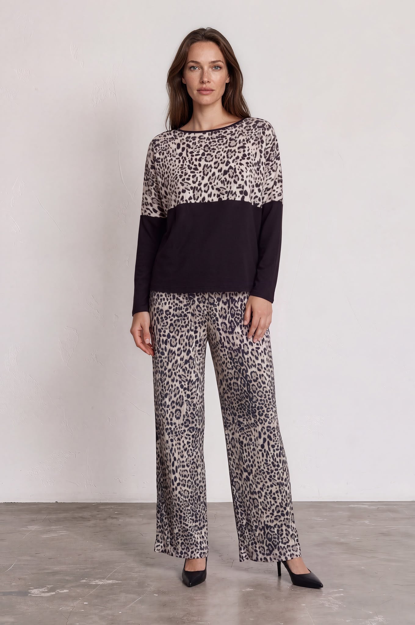 Black Leopard Colour Block Top 6186-2192 — view 2