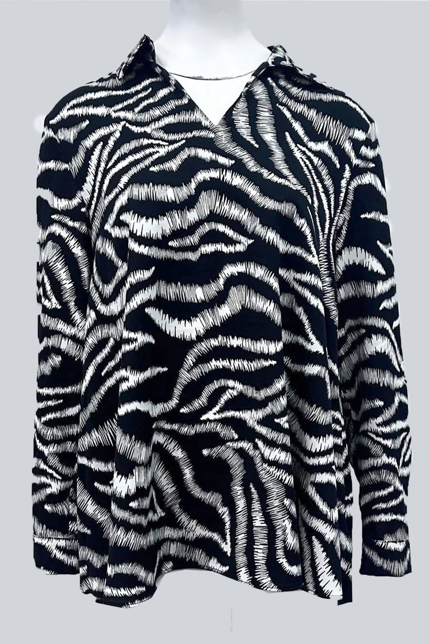 Black & Beige Animal Print Blouse 7600-A — view 2