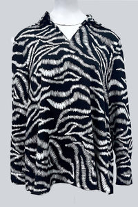Black & Beige Animal Print Blouse 7600-A — view 2