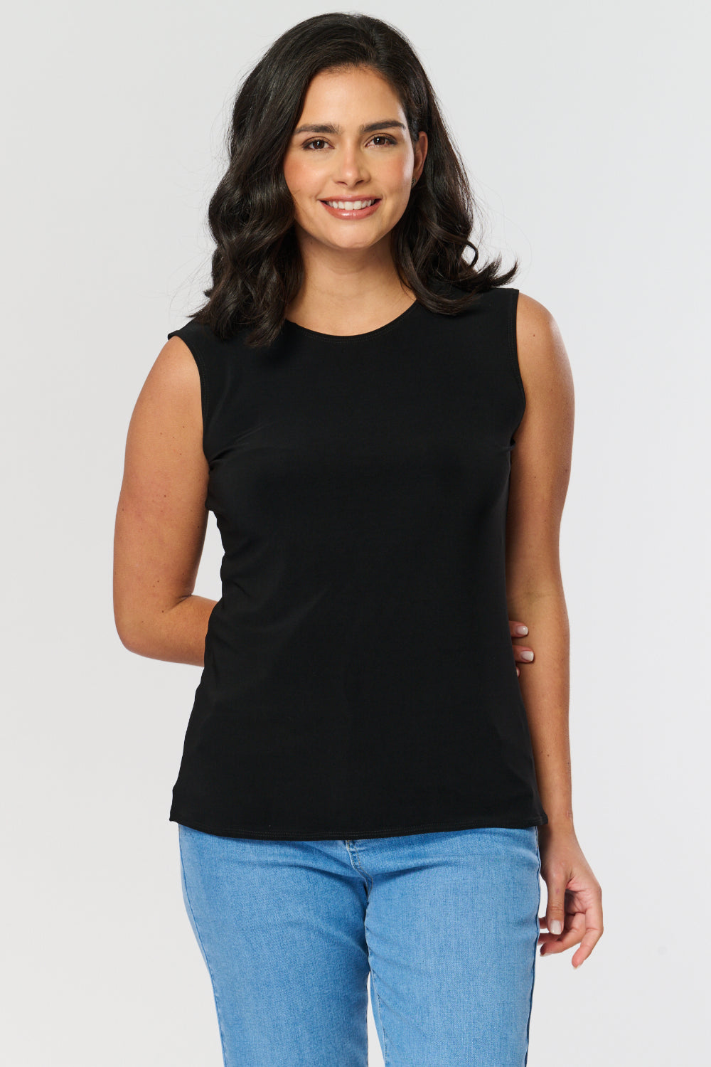 Black Stretch Vest Top 3049-4 — view 1