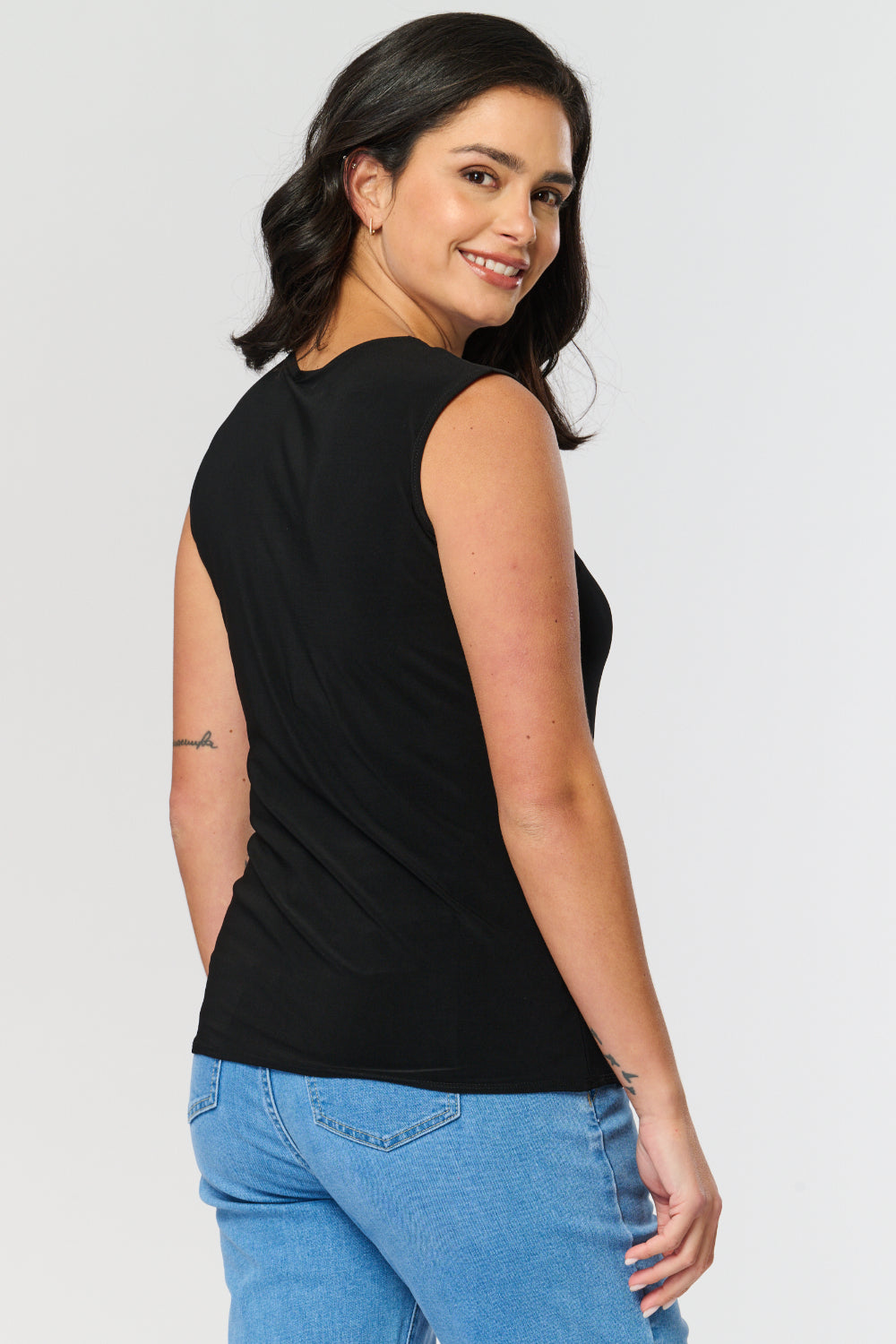Black Stretch Vest Top 3049-4 — view 2