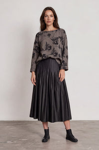 Dark Taupe Floral Crinkle Top 6178-3957 — view 2