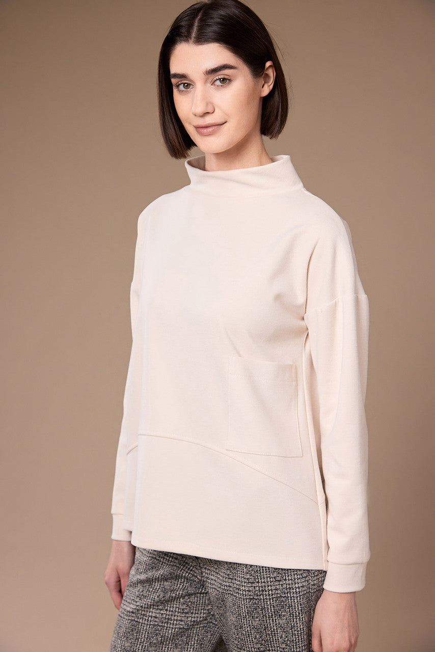Ecru cowl top front view