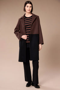 Brown and black coat front view