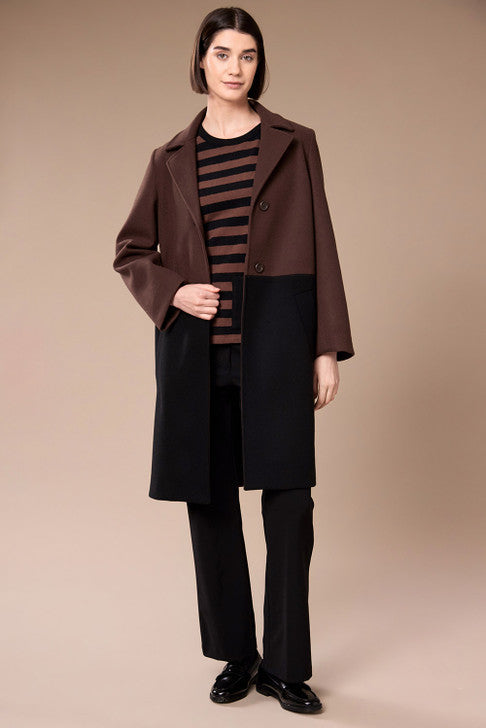 Brown and black coat front view