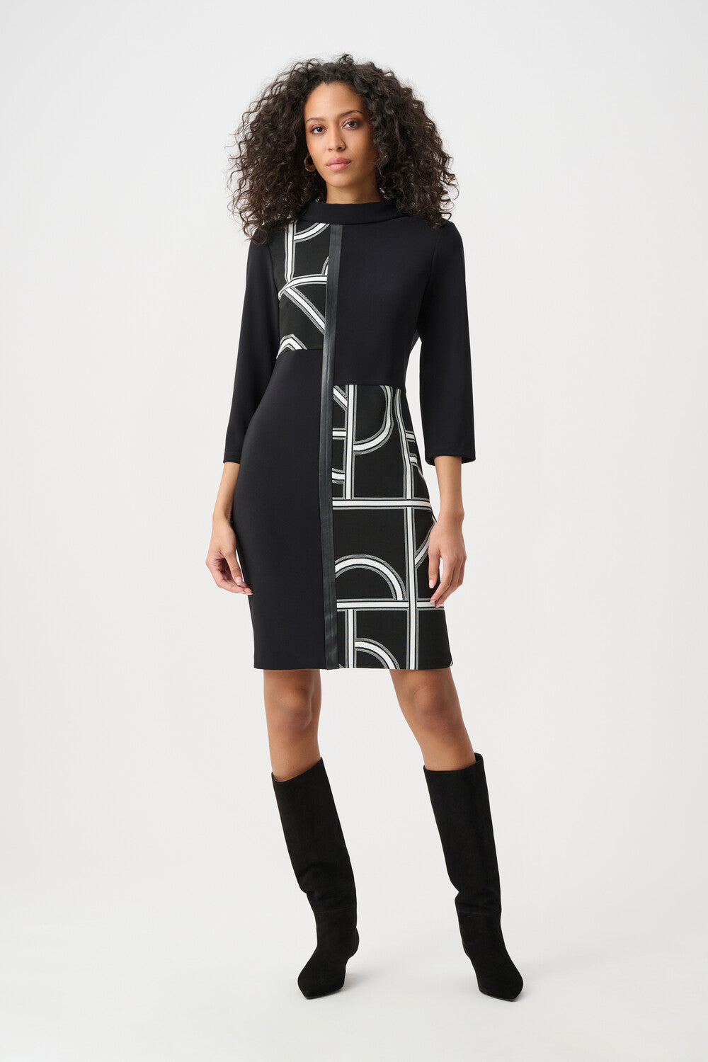 Geometric colour-block dress front view