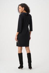 Geometric colour-block dress back view