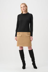 Black and camel dress front view