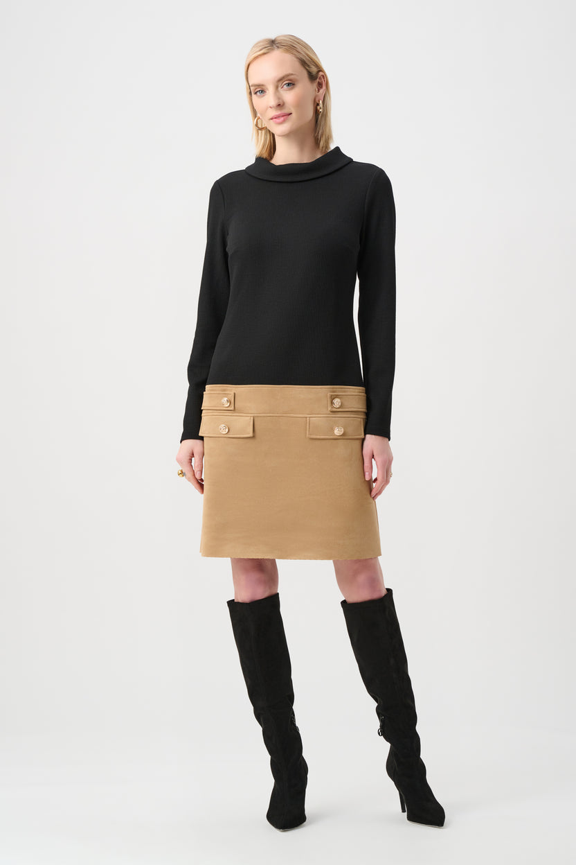 Black and camel dress front view