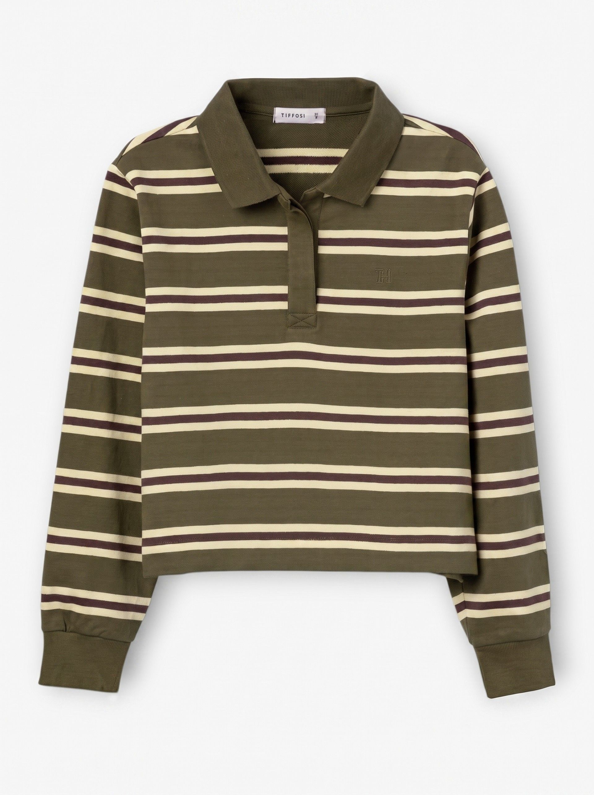 Tiffosi Pain moss green striped polo