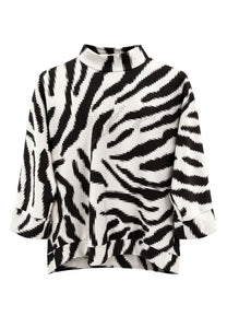 Tuzzi ivory and chocolate printed shirt, front view