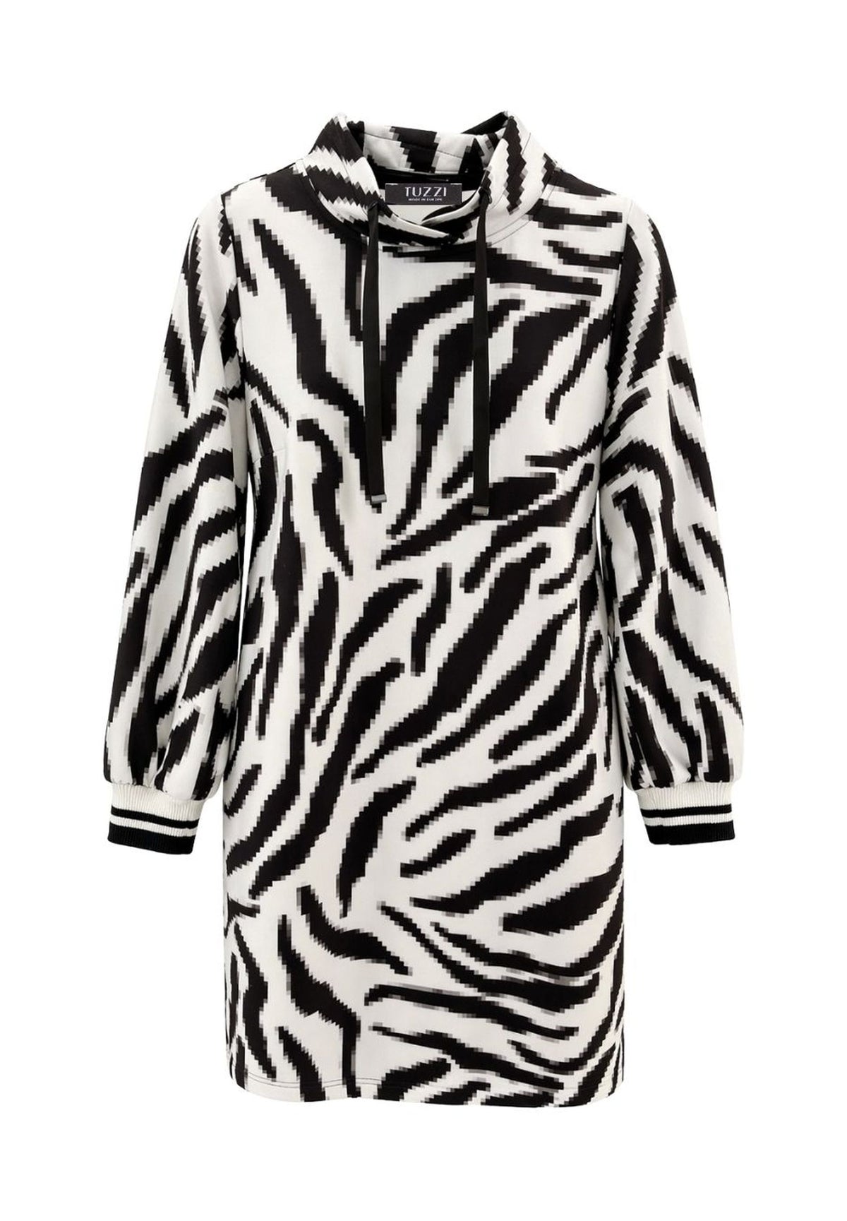 Tuzzi chocolate zebra-print dress, front view