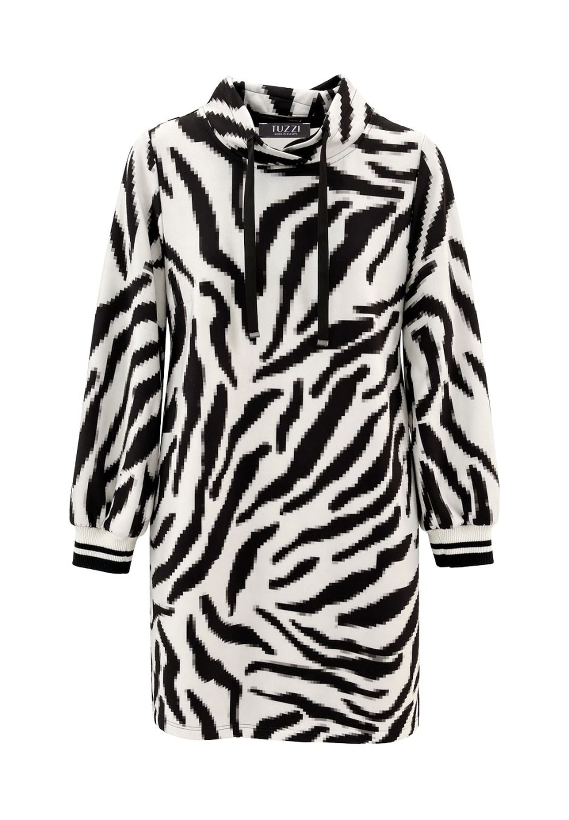 Tuzzi chocolate zebra-print dress, front view